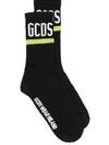 Gcds Logo-print Ribbed Socks In Black