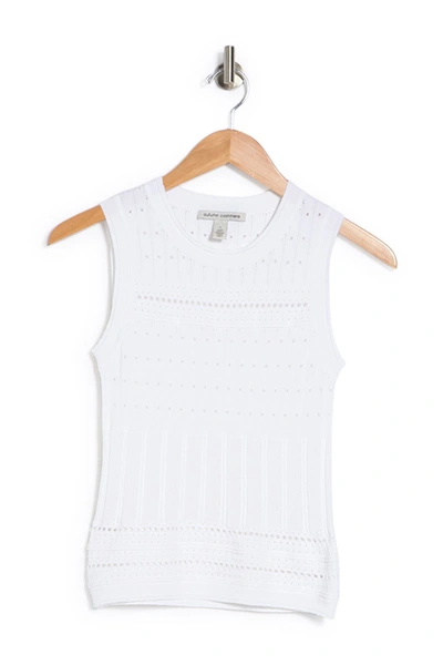 Autumn Cashmere Pointelle Sleeveless Crew Neck In White