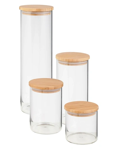 Honey-can-do 4 Piece Bamboo Lid Storage Jar Set In Nocolor