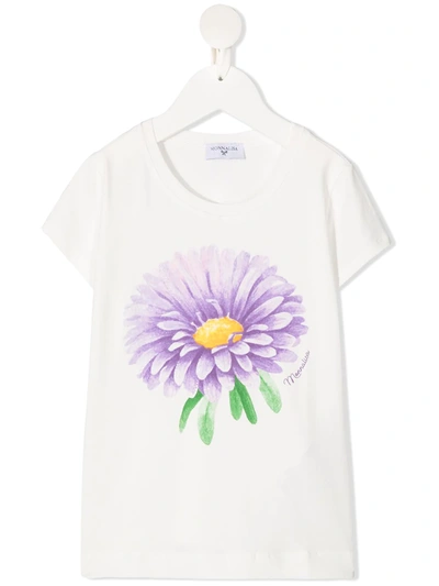 Monnalisa Cream Flower Print T-shirt