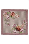 Gucci Gg Blooms Foulard Scarf In Mauve/ Light Brown