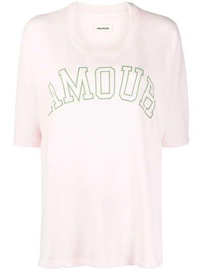 Zadig & Voltaire Walk Amour Crewneck T-shirt In Pink