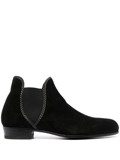 Lidfort Braided-trim Ankle Boots In Black