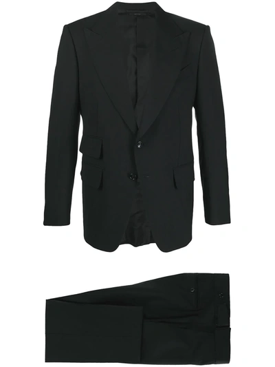 Tom Ford Peak-lapel Single-breasted Trouser Suit In Black