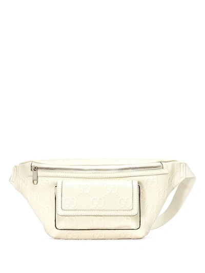 Gucci Gg Embossed Belt Bag In White Leather