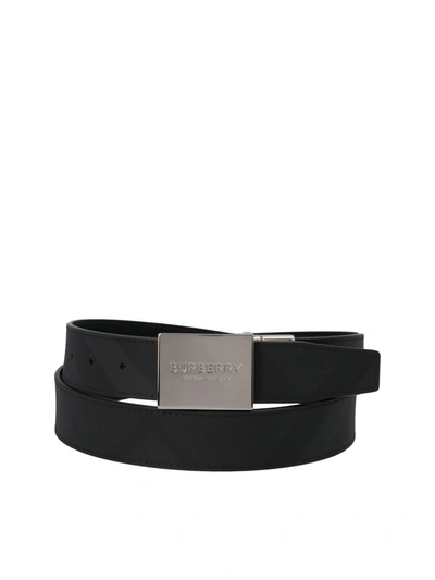 Burberry Reversible Checkered Belt In Smoky Black