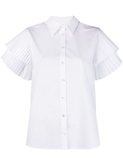 P.a.r.o.s.h Pope Pleated-sleeves Cotton-blend Shirt In White
