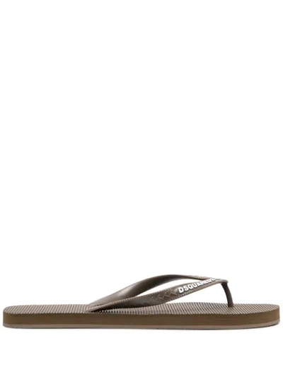 Dsquared2 Men's Rubber Flip Flops Sandals In Brown