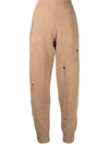 Helmut Lang Distressed High-rise Joggers In Camel