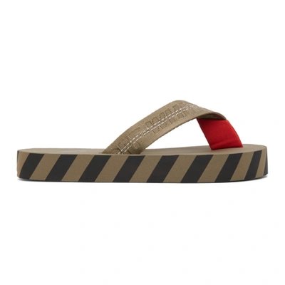 Off-white Taupe Industrial Flip Flop Sandals