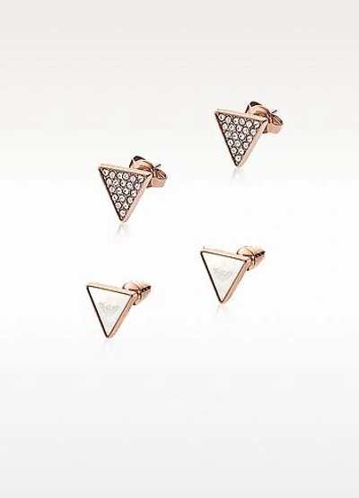 Emporio Armani Signature Rose Goldtone Triangle Earrings