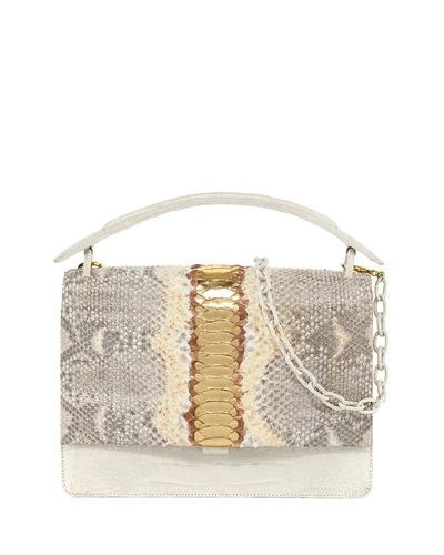 Nancy Gonzalez Python Medium Top Handle Bag In Gold