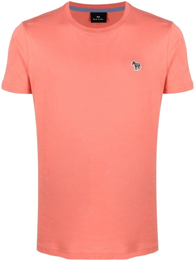 Paul Smith Zebra-patch Crew-neck T-shirt In Orange