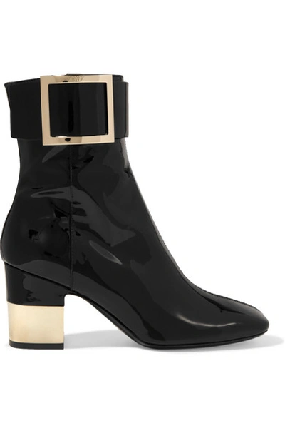 Roger Vivier 70mm Podium Patent Leather Ankle Boots In Black