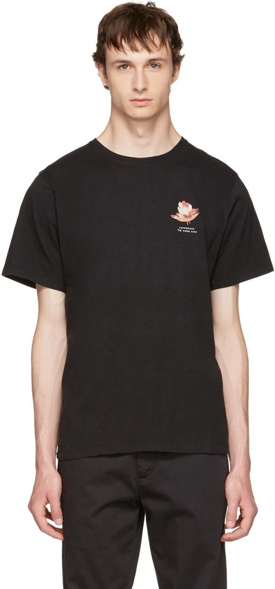 Saturdays Surf Nyc Black Lotus Flower T-shirt