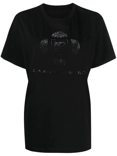 Ermanno Scervino Short Sleeve Crewneck T-shirt With Crystal Logo In Black