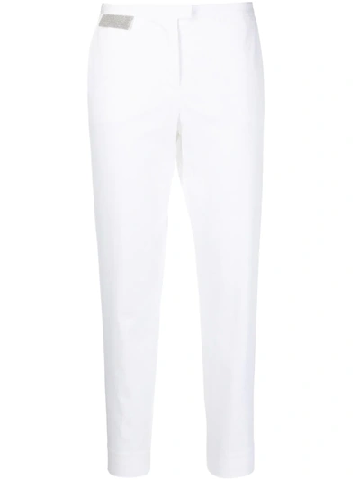 Fabiana Filippi White Rhinestone Patch Cropped Trousers