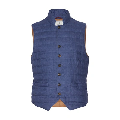 Brunello Cucinelli Lightweight Sleeveless Gilet In Nylon Padded With Real Goose Down In Jeans