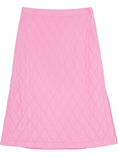 Burberry Diamond-quilted A-line Skirt In Pink