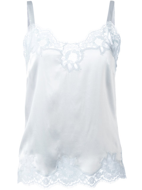 Dolce & Gabbana Lace Trim Vest Top In Blue | ModeSens
