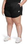 Nike Plus Size Women's Essential French Terry Shorts In Black/white