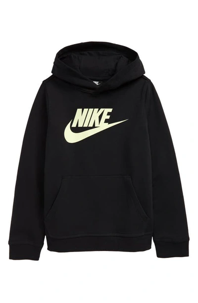 Nike Sportswear Club Fleece Big Kidsâ Pullover Hoodie In Black/barely Volt