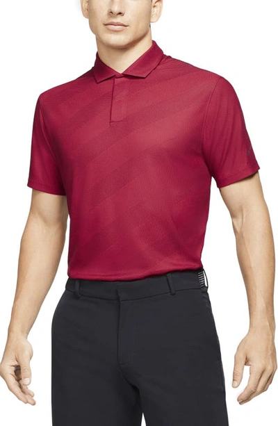 Nike Dri-fit Tiger Woods Men's Striped Golf Polo In Team Red,team Red