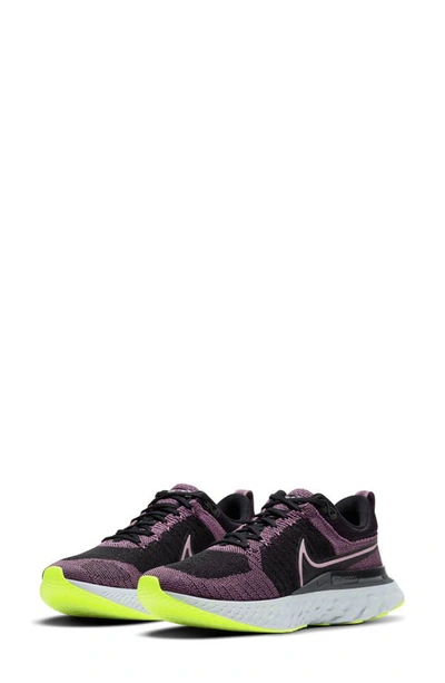 Nike Women's React Infinity Run Flyknit 2 Running Sneakers From Finish Line In Violet Dust/elemental Pink/black
