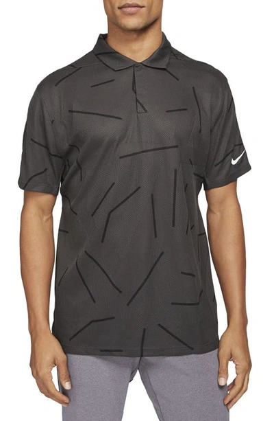 Nike Dri-fit Tiger Woods Men's Golf Polo In Dark Smoke Grey/ Black
