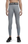 Nike Pro Dri-fit Big Kids' (girls') Leggings In Carbon Heather/white