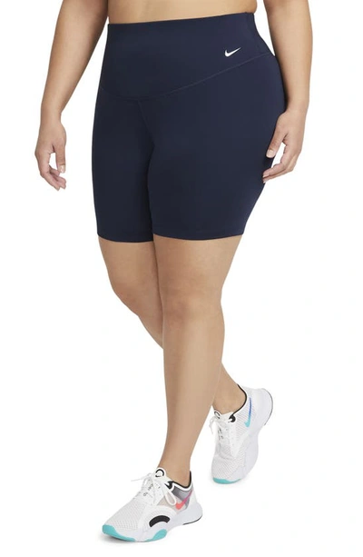 Nike One Women's Mid-rise 7" Bike Shorts In Navy/white