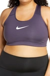 Nike Swoosh Women's Medium-support Non-padded Sports Bra In Dark Raisin/ White