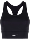 Nike Dri-fit Swoosh Padded Longline Sports Bra In Black