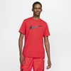 Nike Icon Swoosh Cotton Graphic T-shirt In Red