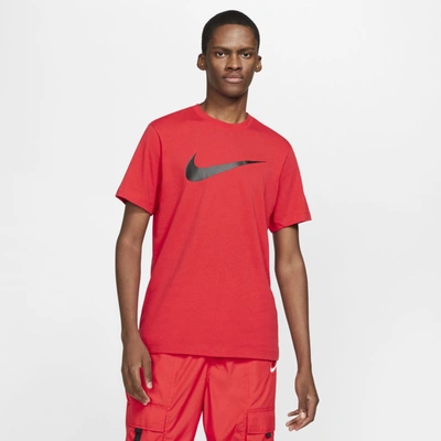 Nike Icon Swoosh Cotton Graphic T-shirt In Red