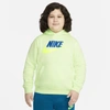 Nike Sportswear Club Fleece Big Kids' Pullover Hoodie (extended Size) In Light Liquid Lime,volt