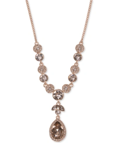 Givenchy Multi-crystal Y-neck Necklace In Rose Gold