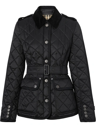 Burberry Quilted Belted-waist Jacket In Black