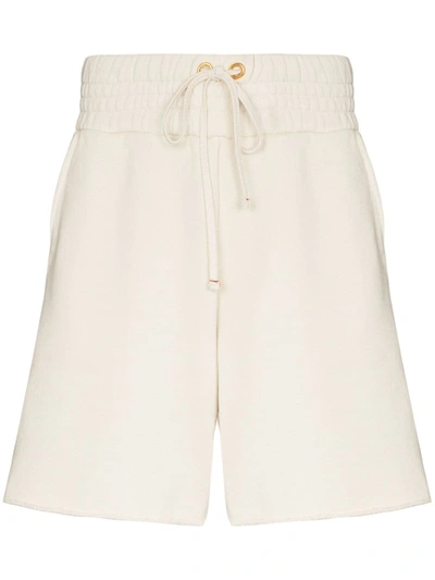 Les Tien Yacht Straight-leg Garment-dyed Cotton-jersey Drawstring Shorts In White