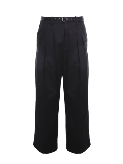 Jw Anderson Front-pleat Wide-leg Trousers In Black