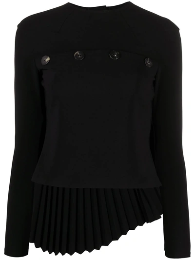 A.w.a.k.e. Pleated Long-sleeved Blouse In Black