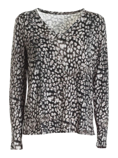 Majestic Faded Effect Animal Print Viscose T-shirt In Black