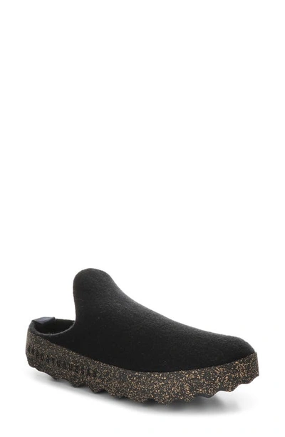 Asportuguesas By Fly London Come Slip-on Sneaker Mule In Black Tweed/ Felt