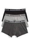 Hugo Boss Assorted 3-pack Stretch Cotton Trunks In Open Grey