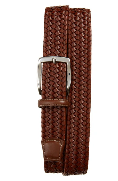 Torino Woven Leather Belt In Cognac