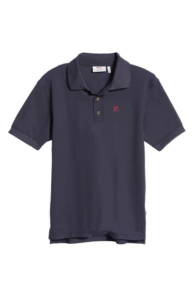 Fjall Raven Crowley Short Sleeve Piqué Polo In Blue/ Black