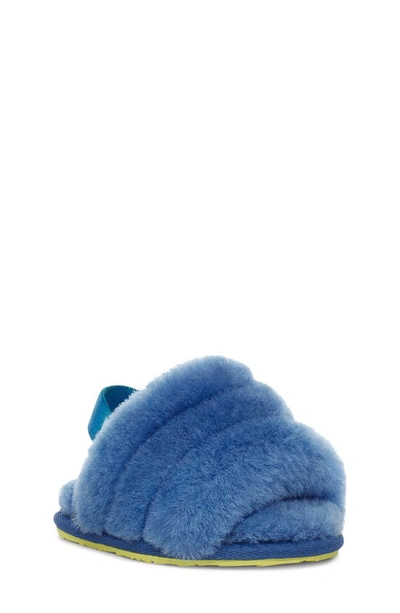 Ugg Babies' Fluff Yeah Genuine Shearling Slide Sandal In Mystic Blue Gradient