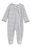 Nordstrom Baby Baby Print Footie In White- Black Stripe