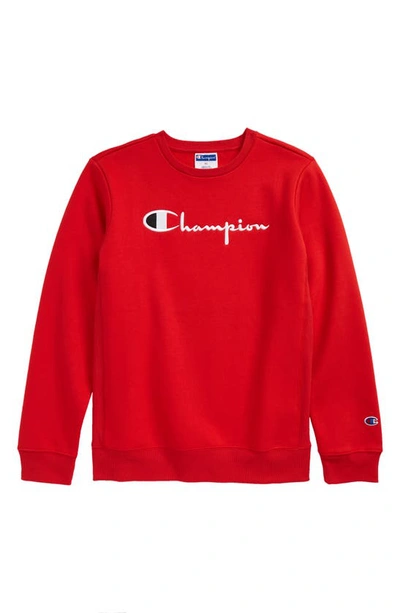 Champion Kids' Heritage Embroidered Premium Fleece Sweatshirt (big Boy) In Scarlet