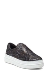 Jslides Noel Platform Sneaker In Black Metal Leather